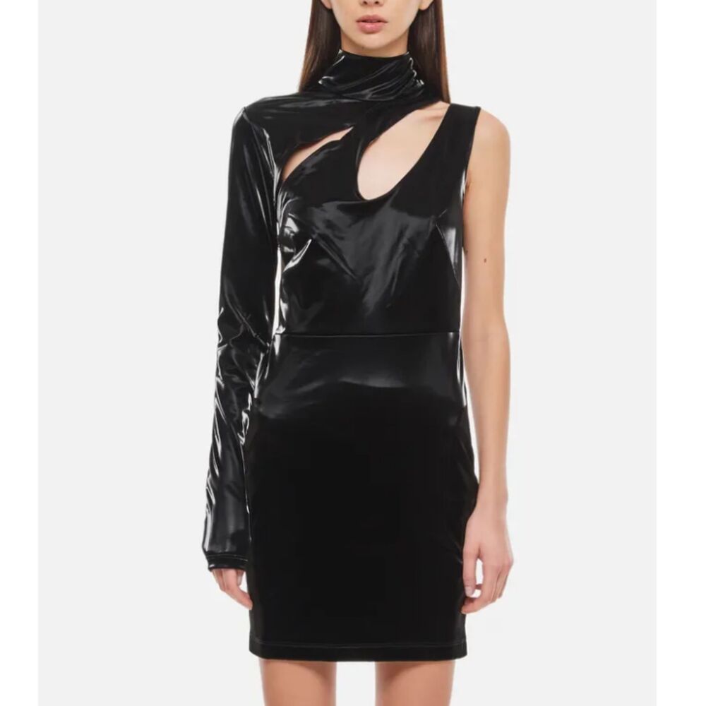 ROTATE BIRGER CHRISTENSEN Fallem Cutout Vinyl Mini Dress Women’s Size 6 Black